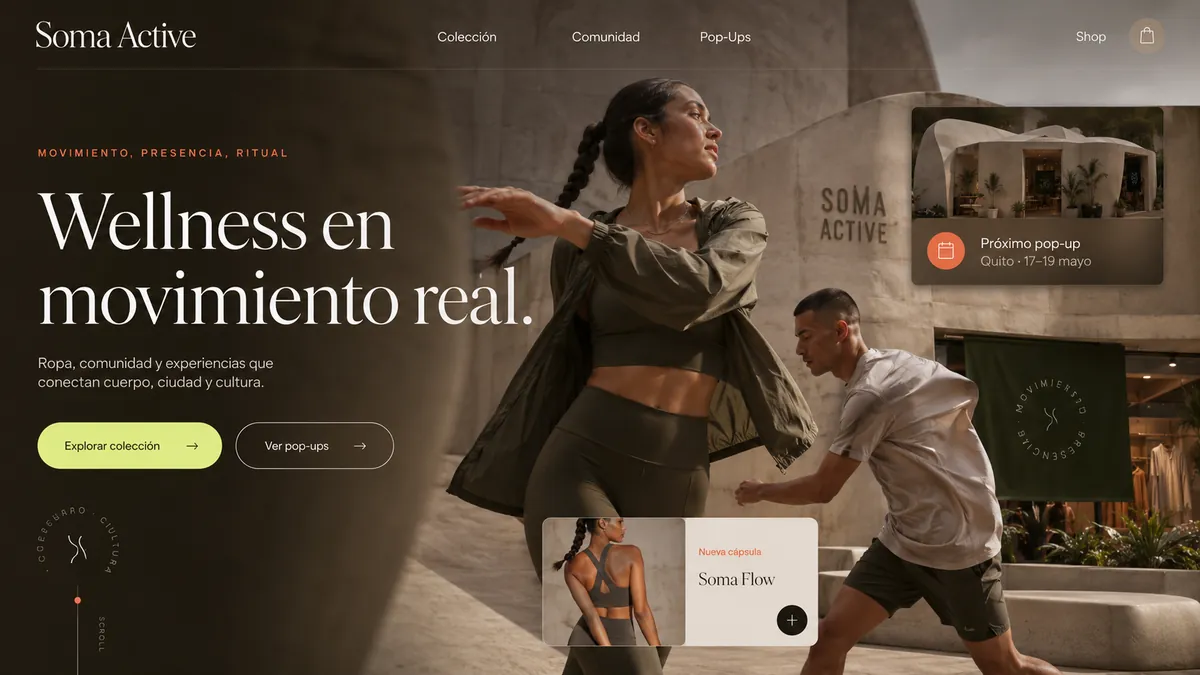 Landing page de Soma Active diseñada por Euforia